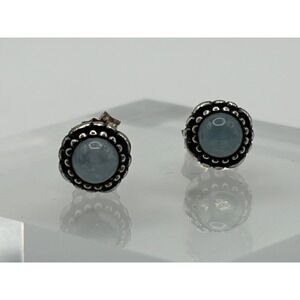 Pandora March Birthday Blooms Blue Aquamarine Stud Sterling Earrings 290543AQ